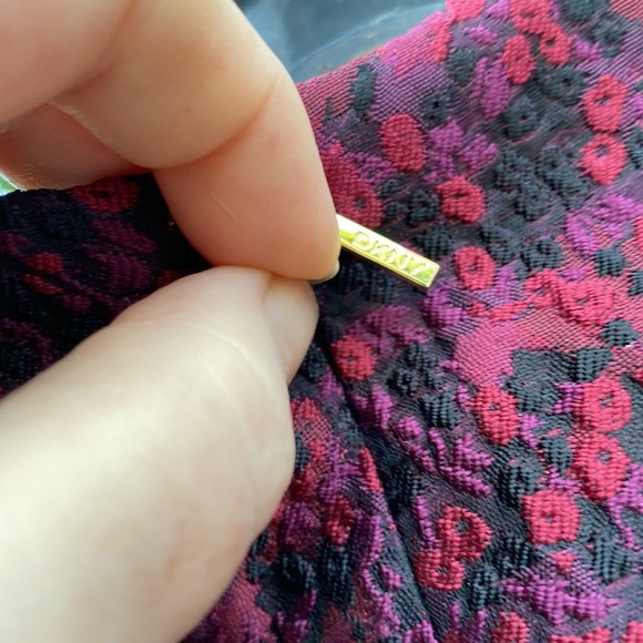 DKNY JACQUARD FIT & FLARE DRESS with SIDE PANELS Red & Black Sz … - Picture 5 of 15